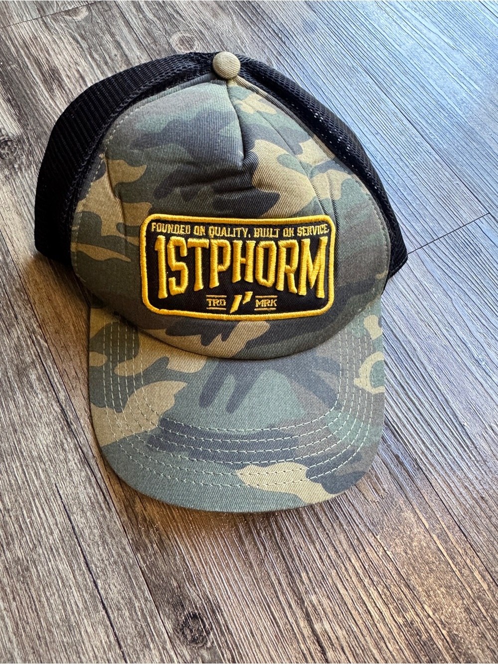 1STPHORM Camo Mesh-Back Trucker Hat - Green Camo